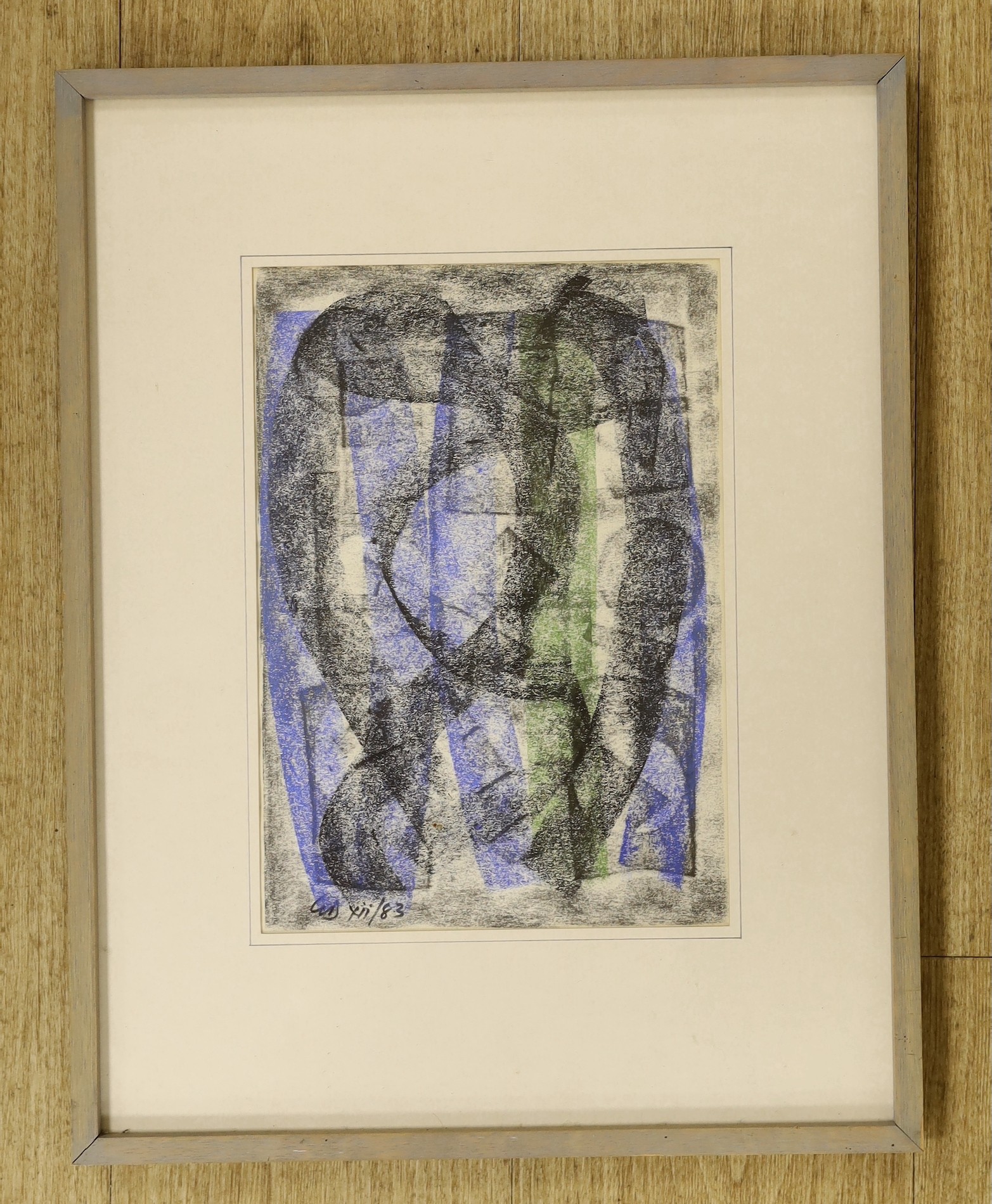 George Dannatt (1915-2009), conté crayon, 'Drawing Series 3 (Green Venture)', initialled and dated '83, 30 x 21cm